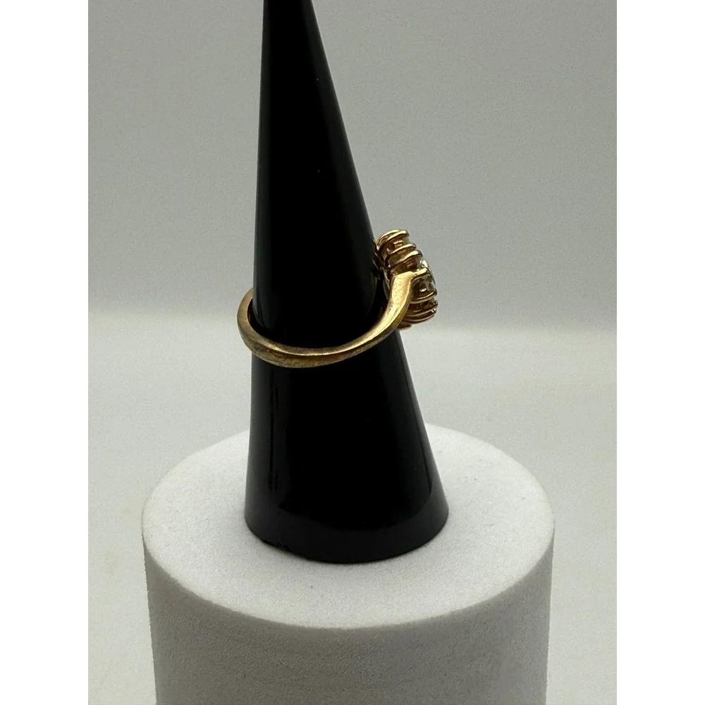Vintage 14K GE Gold Electroplate Heart Ring Cubic Zirconia Size 6.25
